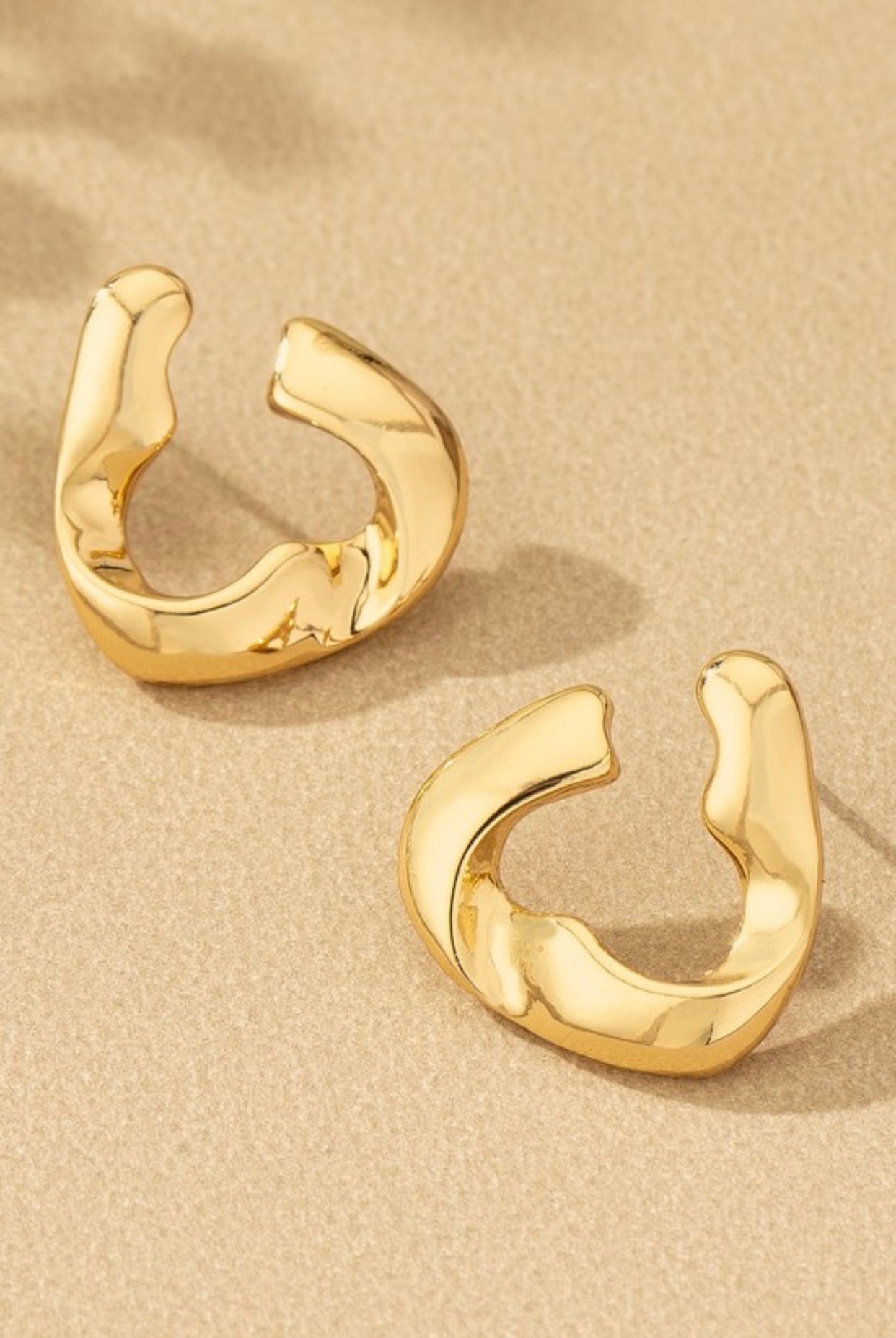 Gold Triangle Shaped Ribbon Earring