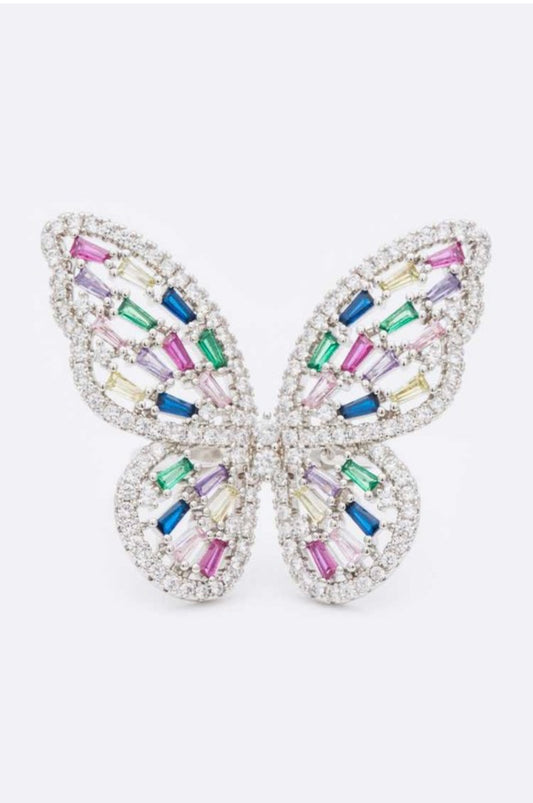 Multi Color Butterfly CZ Ring