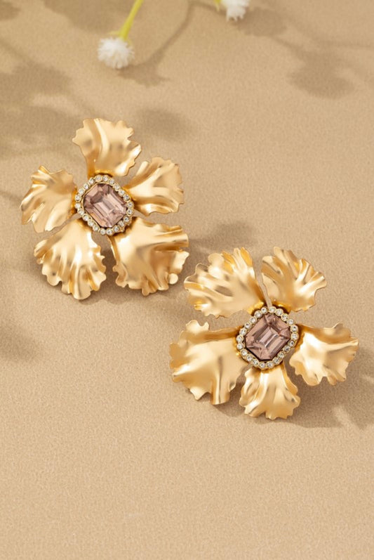 Flower Earrings with Gem